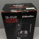 Mueller 12-Cup Drip Coffee Maker - Borosilicate Carafe, Auto-Off, Reusable Filter, Anti-Drip, Keep-Warm Function, Clear Water Level Window Coffee Machine, Kitchen Essentials & Accessories (Black)