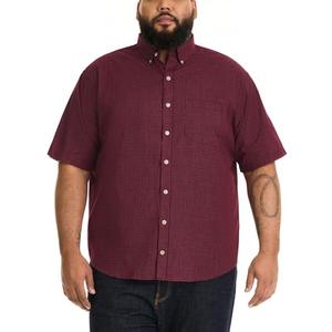 Big and Tall Wrinkle Free Short Sleeve Button Down Check Shirt, L