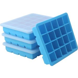 20 Section-0.5oz, Food Grade Silicone Ice Cube Tray Food Container with Airtight Locking Lid, Perfect for Storing Garlic, Herbs, Ginger, Pesto, Tomato Paste, Lemon Juice,Purees and More (Blue 4 Pack)