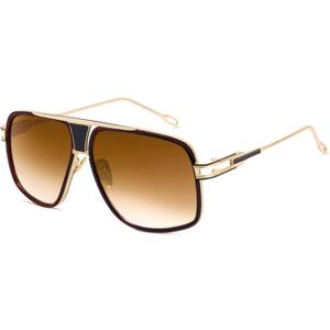 Oversized 70s Aviator Sunglasses for Men Disco Sun Glasses Cool Designer Tinted Shades Gold Alloy Frame (Gradient Brown)