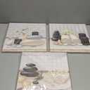 RnnJoile Spa Canvas Wall Art Zen Stone Orchid Picture Painting Beige Still Life Prints for Bathroom Zen Meditation Room Decor Framed 12"x12" for Each