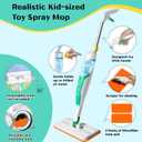 Kids Spray Mop Toy Toddler Cleaning Set with Real Water Sprayer, Microfiber Mop Pads & Scraper Pretend Play Montessori Cleaning Toys Gift for Preschool Toddlers Kids Boys and Girls