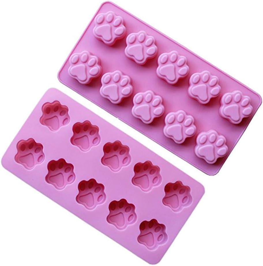 2 Pack Value Silicone Molds Mini Pet Paw Print Animal Paw Print for Homemade Dog Treats, Baking Chocolate Candy, Oven Microwave Freezer Safe (Mini Paw (2 Pack)) (Multicolor)
