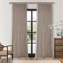 Dark Flax Linen Pinch Pleated 100% Blackout Curtains 90 Inch Length 2 Panels Set Burlywood Birch Tan Brown Pinch Pleat Curtains Black Out Blocking Room Darkening Drapes for Bedroom Living Room Window, 40"W x 90"L