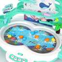 Magnetic Baby Fishing Toy Set, 3 in 1 Fishing Game for Toddlers & Kids with Slideway & Music Story, 10 Fish, 3 Dolphins, 2 Fishing Poles, Learning Educational Sound Effect Toys (Green1)