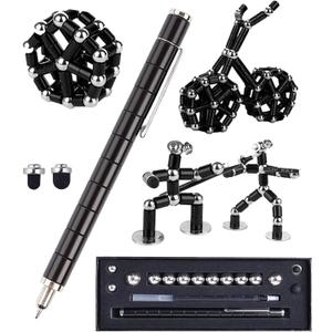 Magnetic Fidget Pen Toys for Teens- Color Fidget Pen Toy, Sensory Tool Fidgeting Game, Cool Gadget Best for Stress and Anxiety Relief and Kill Time,Novelty Gifts for Teen and Adults (Black)