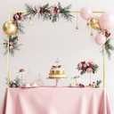 TEKCHIC Over The Table Rod Stand with Clamps, Table Arch Stand Adjustable 28"-102" Length 24"-40" Height, Gold Balloon Garland Arch, Metal Decorating Rod Hanging for Wedding Birthday Party Decoration
