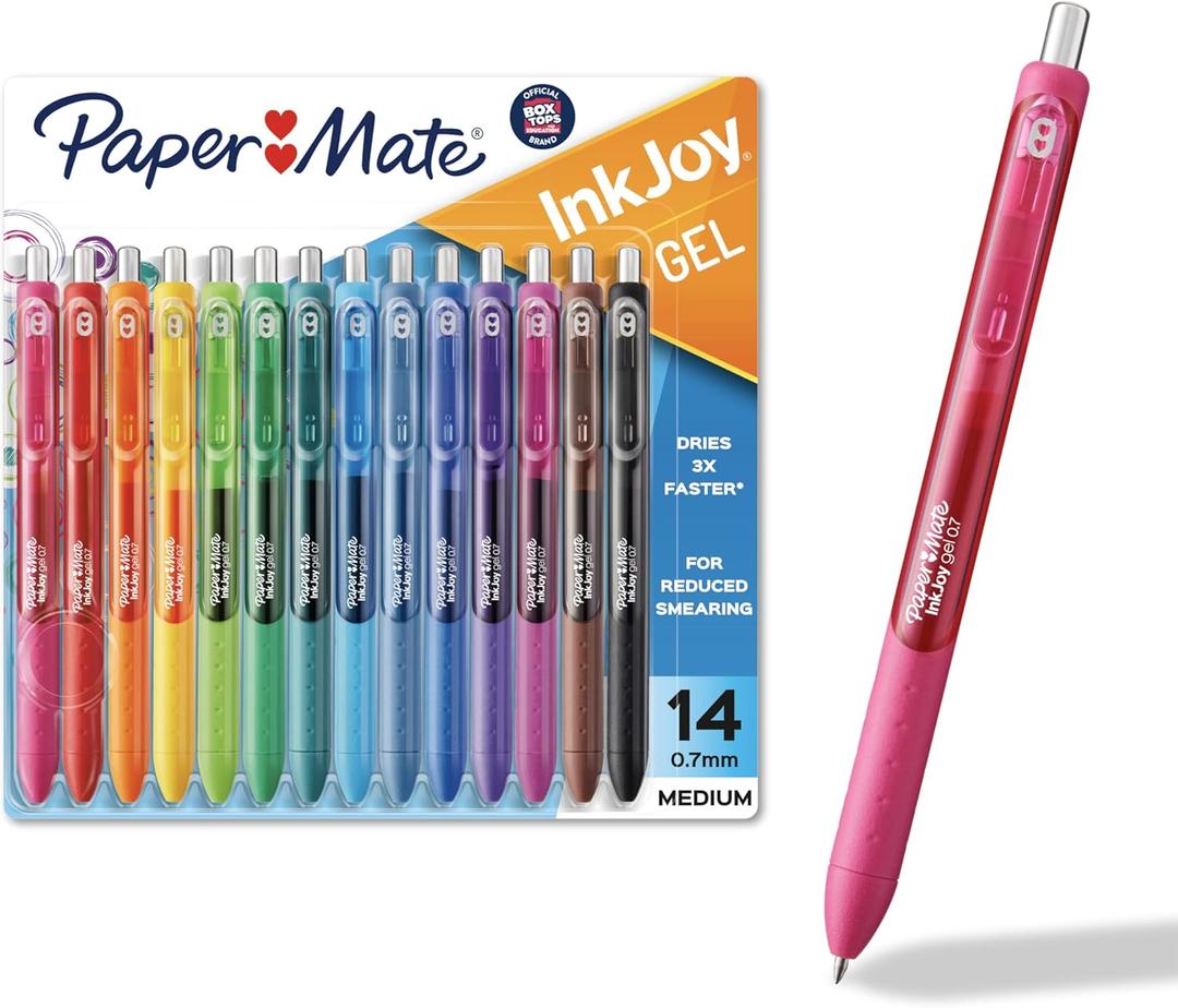 Paper Mate InkJoy Gel Pens, Assorted, Medium Point (0.7mm), 14 Count - Smooth Writing, Back to School, Teacher Supplies, Journaling, Note-Taking, Doodling