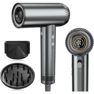 2026 Hair Dryer, 200,000 RPM Professional High Speed Blow Dryer with Diffuser for Women, 1200M Negative Ionic Hair Dryer with Brushless Motor, Low Noise Hair Blow Dryer for Home Travel Salon,Gray