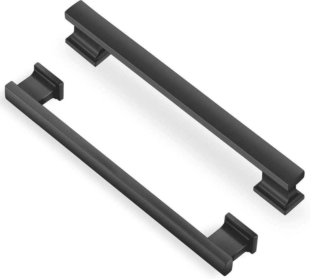 Lardmon 10 Pack 6.3 Inch(160mm) Hole Center Gunmetal Gray Kitchen Cabinet Handles Modern Cabinet Pulls Kitchen Cabinet Hardware Solid Drawer Pulls Handles for Dresser, Total Length 7.28 Inch
