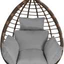Egg Chair Cushion, Hanging Basket Hammock Seat Cushion, Thick Soft Egg Swing Chair Pad with Headrest for Patio Porch Furniture Outdoor (Grey, 39.37x45.28x4.72in)