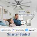 72 Inch Smart Ceiling Fan with Light and Remote, Silver Ceiling Fan with Quiet Reversible DC Motor, Compatible with Alexa/Google/APP, 3CCT Dimmable Large Indoor/Outdoor Ceiling Fans for Patio
