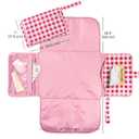 Tiny Twinkle Portable Diaper Changing Pad | Waterproof, Wipeable & Compact Baby Changing Pad for Travel | Smart Wipes Pocket & Organized Storage| Newborn Shower Gift (Raspberry Gingham)