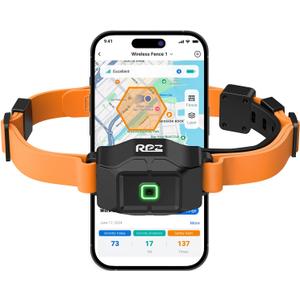 RPZ Invisible Dog Fence, GPS Wireless Electric Fence System Perimeter Collar for Dogs with Phone App No Subscription, Pet Containment System Outdoor for Yard, Orange