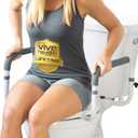 Vive Toilet Safety Rail - Adjustable Grab Bar - Compact Support Frame with Handrail for Bathroom Toilet Seat - Easy Installation for Handicap Senior Bariatrics, Elderly Balance - Padded Hand Armrest
