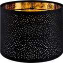 GO&SO Black Lamp Shades For Table Lamps, 13" Top x 13" Bottom x 10" High(Spider), Medium Drum Lampshade Industrial Laser Round Point Design, Replacement Living Room Desk Lamp Shade, Assembly Required