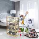 ELLDOO Coffee Pod Holder with 4 Drawers, Gold Glass Coffee Pod Organizer for K Cup Espresso, Clear Coffee Capsule Storage Holder for Coffee Bar Office Home Coffee Station Counter