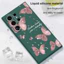 LEECG for Samsung Galaxy S24 Ultra Case, Creative Flower Pattern Design Phone Cover Drop Protection Soft Ultra Thin Scratch Resistant Microfiber Lining Inner for Galaxy S24 Ultra-Butterfly Green