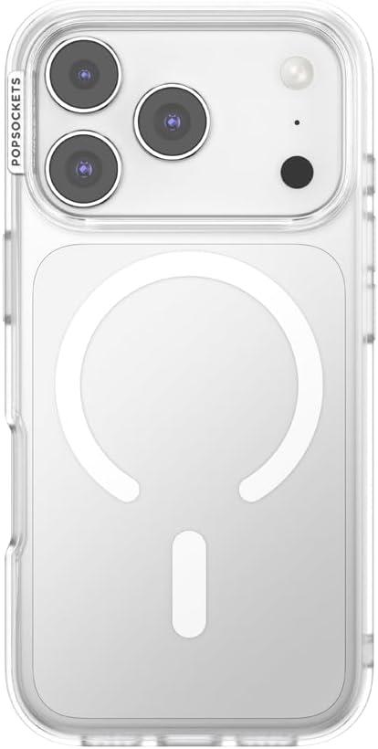 PopSockets iPhone 17 Pro Phone Case Compatible with MagSafe, for iPhone 17 Pro, Wireless Charging Compatible, Case Only - Clear