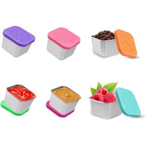 6 Pack 6oz Stainless Steel leak-proof Snack Box Portable Sealed Food Storage Box, a versatile food container for kids, fitness, picnic and travel