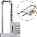 Padlock, Combination Lock, 4 Digit Combination Padlock, 2-1/2" (64mm) Wide Body. 3/8 inch Stainless Steel Retractable Long Shackle is Suitable for Outdoor, School, Gym, Sports lockers, Fences,