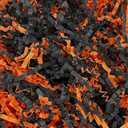 Tisspoms 1LB Black Orange Crinkle Cut Paper Shred Filler, Paper Shreds for Basket Fillers, Birthday, Gift Wrapping, Anniversary, New Years, Graduation Decor Party Filler