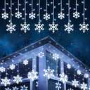 Toodour Christmas Snowflake Lights Outdoor, 17.22ft 264 LED Snowflake Icicle Lights with 22 Drops, Connectable, 8 Modes Waterproof White Christmas Light for Curtain, Eaves, Window, Xmas Decorations