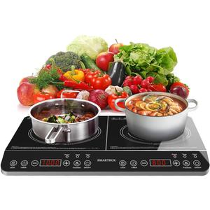 Double Induction Cooktop,1500W/1800W Portable Electric Stove,2 Large 8 Heating Coils,Independent Control,8/10 Temperature & Power Levels,3-hour Timer, Safety Lock
