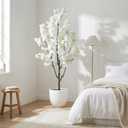 Indoor Cherry Blossoms Tree White Artificial Cherry Blossom Tree 6FT Faux Bedroom Trees for Home Christmas New Year Decor