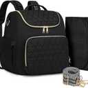 Diaper Bag Backpack, 4 in 1 Convertible Baby Travel Backpacks, Diaper Bag with Changing Pad Diaper bag, Baby Bag for Mom, Insulated Pockets, Stroller Straps, Black