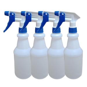 Spray Bottles 750 ml (25oz) with colored triggers refillable empty HDPE Plastic Spray Bottles for Cleaning/Gardening/saloons etc. leak Proof Heavy Duty Water Bottles 4 pcs/Pack (BLUE)
