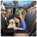 DKMHA Hard Bottom Back Seat Extender for Dogs, Odorless Materials Dog Car Seat Cover Holds 300lbs with 2 PCS Retractable Dog Seat Belt and 2 PCS Pet Collapsible Bowls, for Car SUV Truck