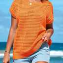 PRETTYGARDEN Womens Spring Tops 2026 Summer Shirts Crochet Cap Sleeve Sweater Pullover Cute Beach Vacation Clothes, Large
