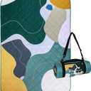 Exclusivo Mezcla Waterproof Picnic Blanket 60x80 Inches Large Multicolor Floral Polyester Sandproof Modern Camping Blanket (Abstract Green)