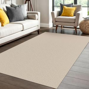 IOHOUZE Washable Area Rug 4x6 Non Slip Rubber Backed Woven Rugs for Entryway Indoor Bedroom Rugs Kitchen Rug Floor Throw Carpet for Entrance Front Door Living Room, Beige/Khaki