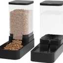 Automatic Cat Feeder and Water Dispenser in Set with Pet Food Bowl,Gravity Dog Waterer and Food Feeder for Small Medium Dog Cat Puppy Kitten Large Capacity(3.8L,Black)