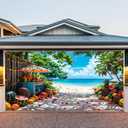 Summer Garage Door Decorations Cover 7x16ft Juice Watermelon Beach Garage Door Summer Decorations for 2 Car Large Banner Tropical Backdrop for Hawaiian Party Outdoor