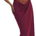 Women's Sexy Lace Maxi Dress High Split Spaghetti Strap Backless Wedding Guest Cocktail Formal Dresses, S