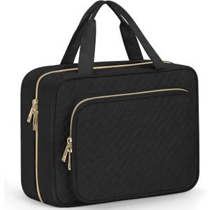 Wedama Toiletry Bag for Women, Large Cosmetic Travel Bag, Hanging Toiletry Bag for Bathroom, Thickened PVC Waterproof Makeup Bag, Toiletries Bag for Travel Business Trips and Camping, Black