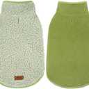 cyeollo Warm Dog Coat Fleece Sherpa Winter Sweater Coats, Turtleneck Dog Jacket Vest for Dogs with Leash Hole, Soft Reversible Pet Coats for Cold Weather, Green, XL
