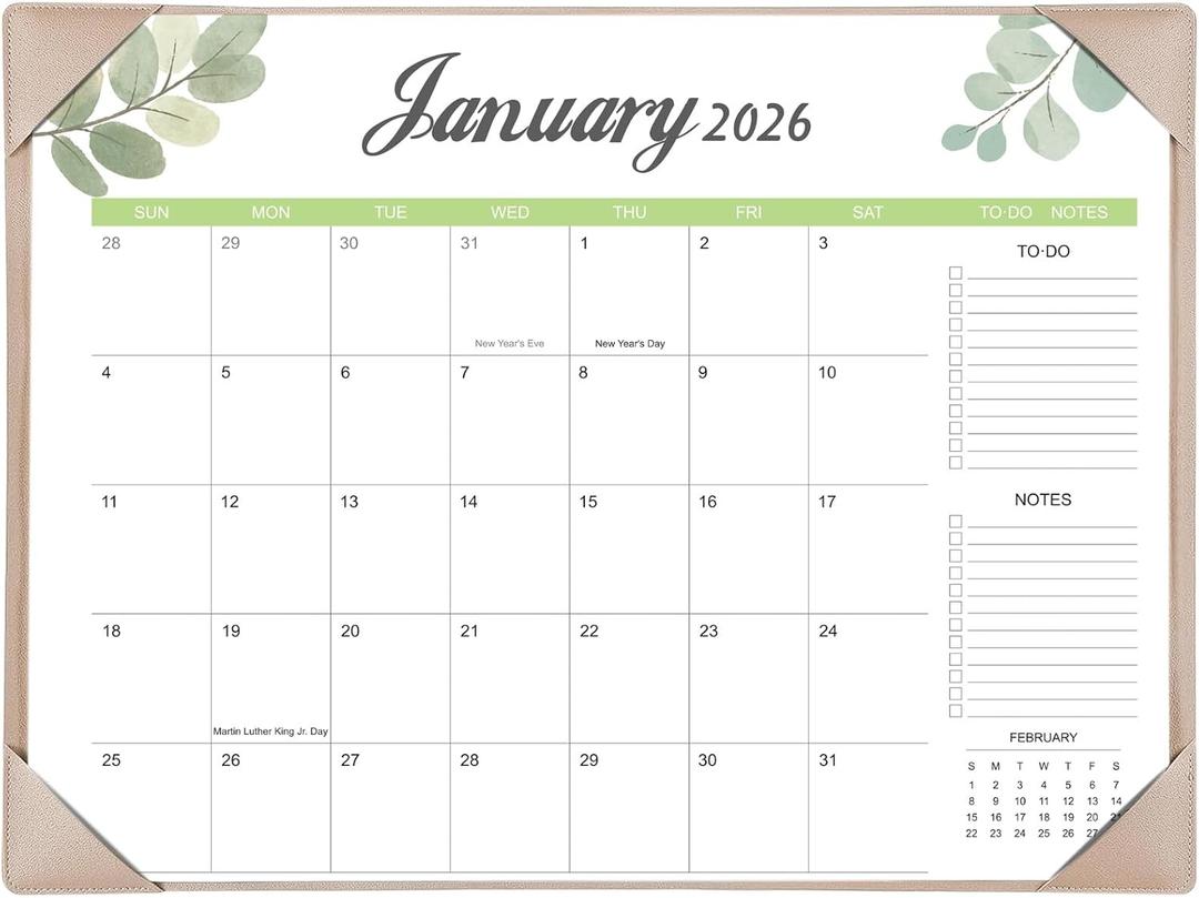 Desk Calendar 2026-2027 with Desk Mat  22" x 17" Large Desk Pad Calendar Runs from January 2026 to June 2027, Office Supplies Desktop Monthly Calendar for Home & Office (Apricot)