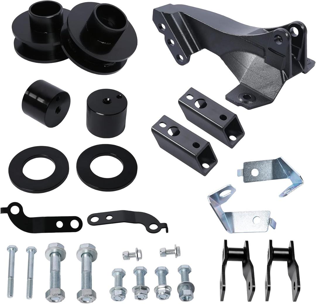 66-2726 Full Leveling Lift Kits 2.5" Front Strut Coil Spacer with Track Bar Relocation Bracket Suspension Lift Kit Compatible With 2011-2025 Ford F250/F350/F450 Super Duty 4WD Trucks