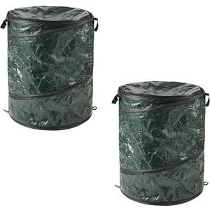 29.5-Gallon Pop up Outdoor Garbage Can Set - Set of 2 Collapsible Trash Cans for Parties, Yard Waste, or Laundry - Camping Accessories by Wakeman