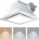 Bathroom Exhaust Fan with Light, 12 INCH, Upgraded Quiet Square Vent Fans with Adjustable LED Light, 141 CFM, for Bathroom, Office, Home (Fan + 3-Color Light (Warm/Neutral/Cool))