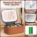 Mini Makeup Bag with Led Mirror, Small Travel Make up Bag 3 Light Modes Adjustable Brightness, for Women Organizer Cosmetic Bag, Portable Travel Train Toiletry Bag, for Pool Parties Work Touch-Ups