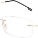 FEISEDY Lightweight Rimless Titanium Stainless Steel Anti-Blue Light Reading Glasses B2686 (Gold) 1.5