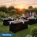 6FT Black Table Cloth - 1 Pack Fitted Stretch Rectangle Spandex Tablecloth, Washable Table Cover for Party, Picnic, Wedding, Banquet, Birthday and Festival(30" x 72")