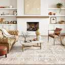 Collive Large Area Rug for Living Room 10x14, Machine Washable Neutral Oriental Farmhouse Rugs for Bedroom, Soft Non-Slip Low Pile Indoor Floor Accent Carpet for Office Dining Room - Beige
