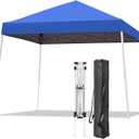 Pop-up Canopy Tent, 10x10 Foot, Slant Legs with Carrying Bag, Gazebo Shelter for Patio Deck Garden and Beach, 8x8 Foot Cover Included, Blue