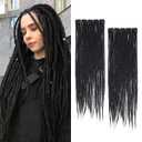 24 Inch Clip in Dreadlock Hair Extensions 10Clips 40 Strands Synthetic Handmade Soft Clip In Dreads Extensions for Women,Black